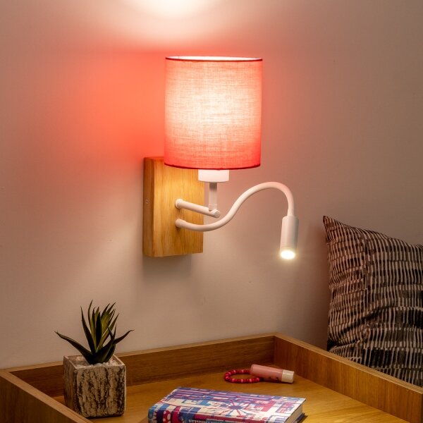 Brilagi - LED Nástěnná lampa NUBILA WOOD 1xE27/25W/230V + LED/3W dub/růžová