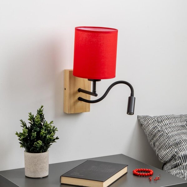 Brilagi - LED Nástěnná lampa NUBILA WOOD 1xE27/25W/230V + LED/3W dub/červená