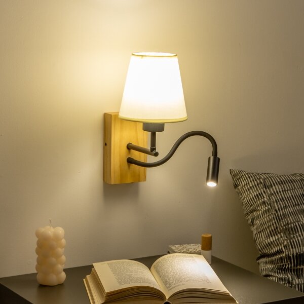 Brilagi - LED Nástěnná lampa NUBILA WOOD 1xE27/25W/230V + LED/3W dub/bílá