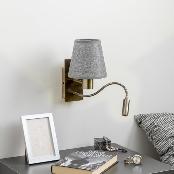 Brilagi - LED Nástěnná lampa NUBILA 1xE27/25W/230V + LED/3W mosaz/šedá