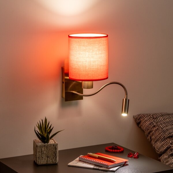 Brilagi - LED Nástěnná lampa NUBILA 1xE27/25W/230V + LED/3W mosaz/červená