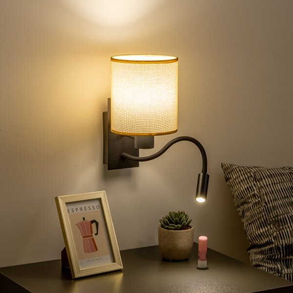 Brilagi - LED Nástěnná lampa NUBILA 1xE27/25W/230V+LED/3W černá/světle hnědá