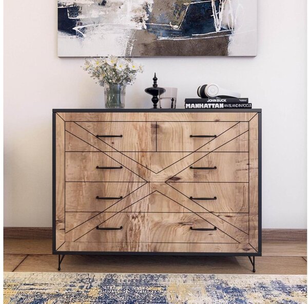 Komoda COMFORT 80x100x40 cm hnědá/černá