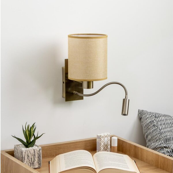 Brilagi - LED Nástěnná lampa NUBILA 1xE27/25W/230V+LED/3W mosaz/světle hnědá