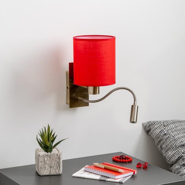 Brilagi - LED Nástěnná lampa NUBILA 1xE27/25W/230V + LED/3W mosaz/červená