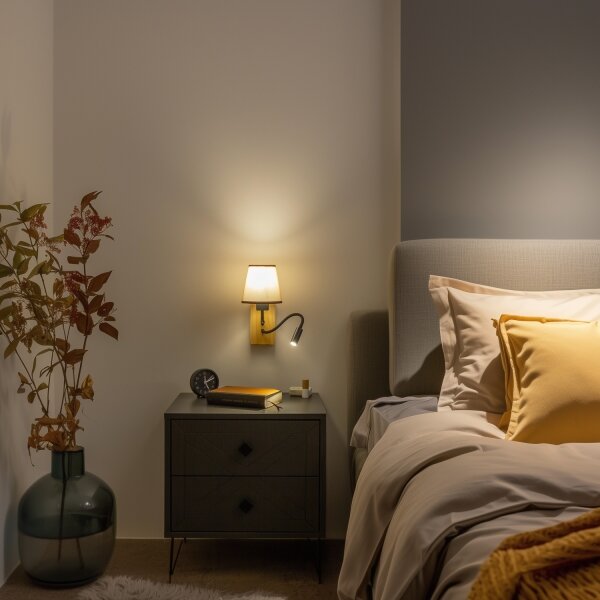 Brilagi - LED Nástěnná lampa NUBILA WOOD 1xE27/25W/230V + LED/3W dub/hnědá