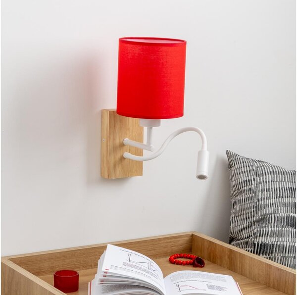 Brilagi - LED Nástěnná lampa NUBILA WOOD 1xE27/25W/230V + LED/3W dub/červená