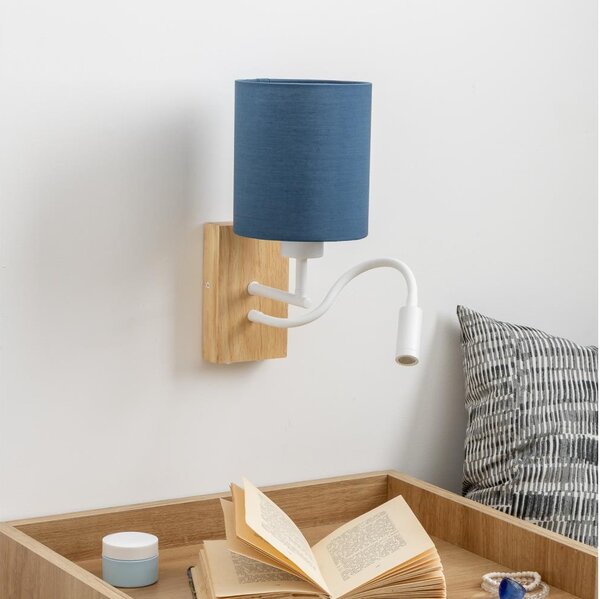 Brilagi - LED Nástěnná lampa NUBILA WOOD 1xE27/25W/230V+ LED/3W dub/tmavě modrá