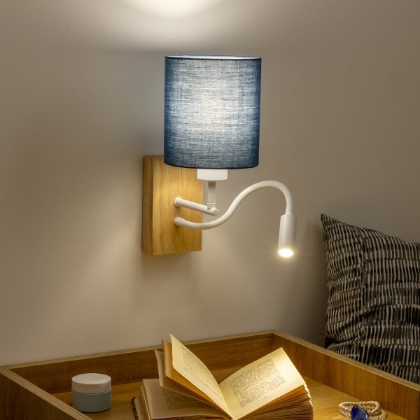 Brilagi - LED Nástěnná lampa NUBILA WOOD 1xE27/25W/230V+ LED/3W dub/tmavě modrá