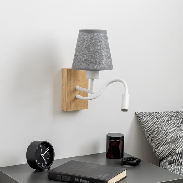 Brilagi - LED Nástěnná lampa NUBILA WOOD 1xE27/25W/230V + LED/3W dub/šedá