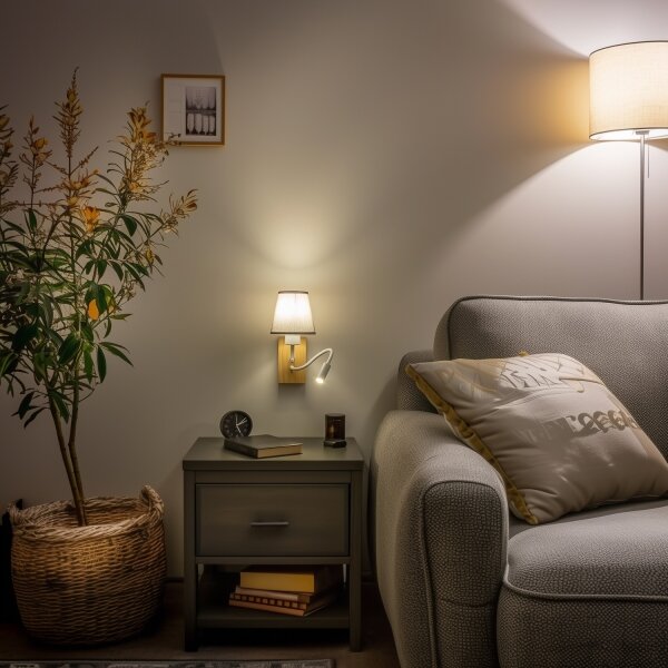Brilagi - LED Nástěnná lampa NUBILA WOOD 1xE27/25W/230V + LED/3W dub/šedá
