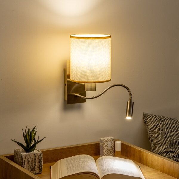 Brilagi - LED Nástěnná lampa NUBILA 1xE27/25W/230V+LED/3W mosaz/světle hnědá