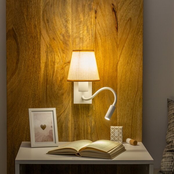 Brilagi - LED Nástěnná lampa NUBILA 1xE27/25W/230V +LED/3W bílá/světle hnědá