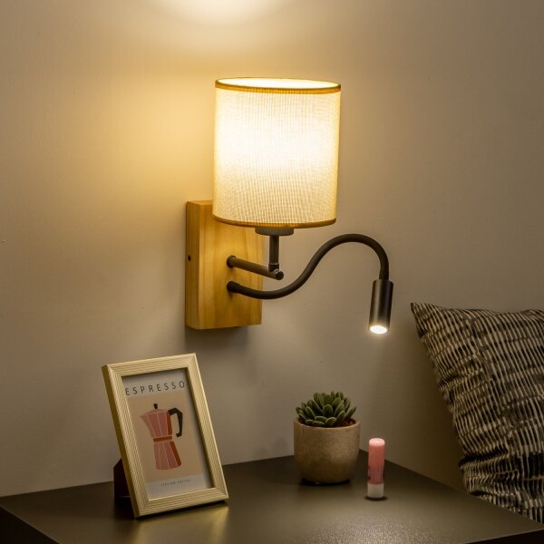 Brilagi - LED Nástěnná lampa NUBILA WOOD 1xE27/25W/230V +LED/3W dub/světle hnědá