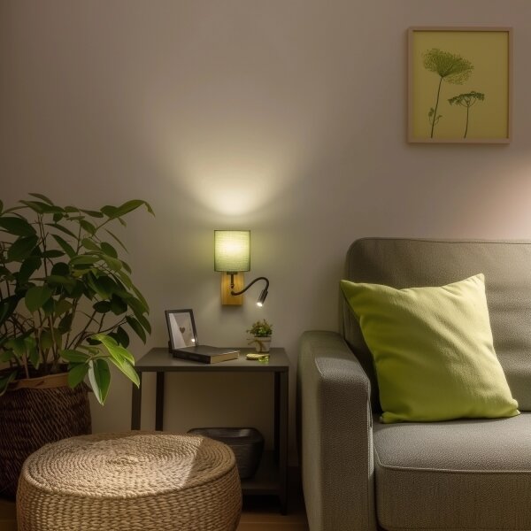 Brilagi - LED Nástěnná lampa NUBILA WOOD 1xE27/25W/230V + LED/3W dub/zelená