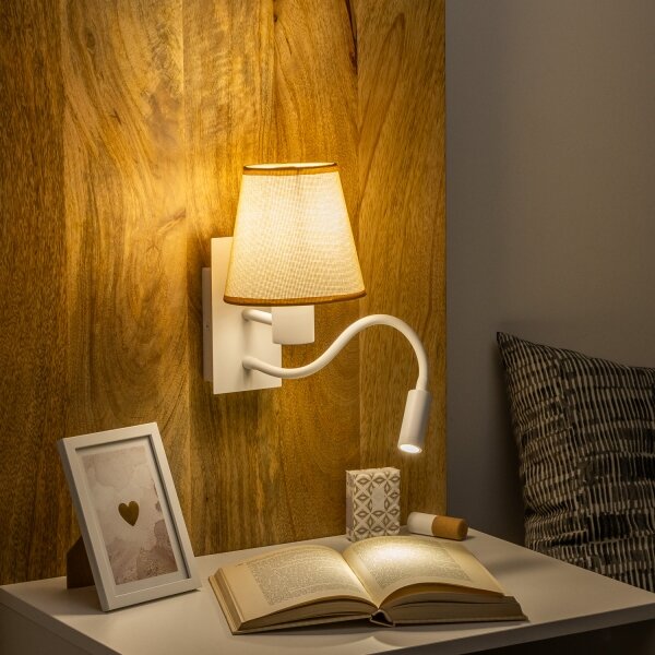 Brilagi - LED Nástěnná lampa NUBILA 1xE27/25W/230V +LED/3W bílá/světle hnědá