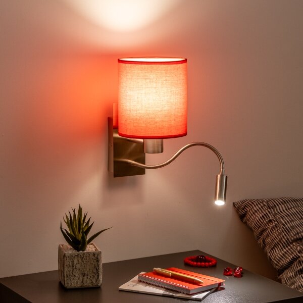 Brilagi - LED Nástěnná lampa NUBILA 1xE27/25W/230V + LED/3W chrom/červená
