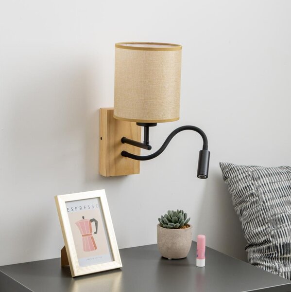 Brilagi - LED Nástěnná lampa NUBILA WOOD 1xE27/25W/230V +LED/3W dub/světle hnědá