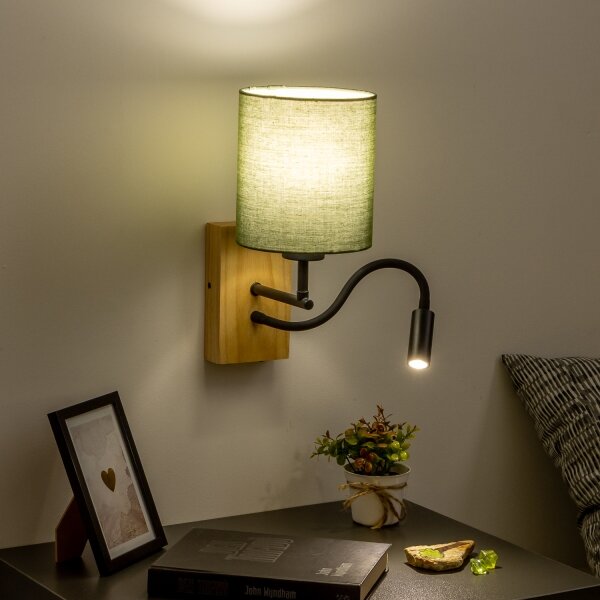 Brilagi - LED Nástěnná lampa NUBILA WOOD 1xE27/25W/230V + LED/3W dub/zelená
