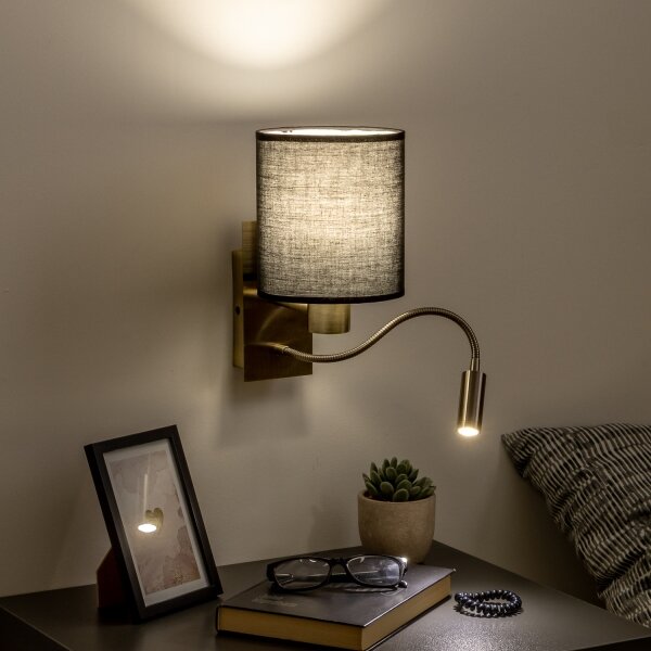 Brilagi - LED Nástěnná lampa NUBILA 1xE27/25W/230V + LED/3W mosaz/černá
