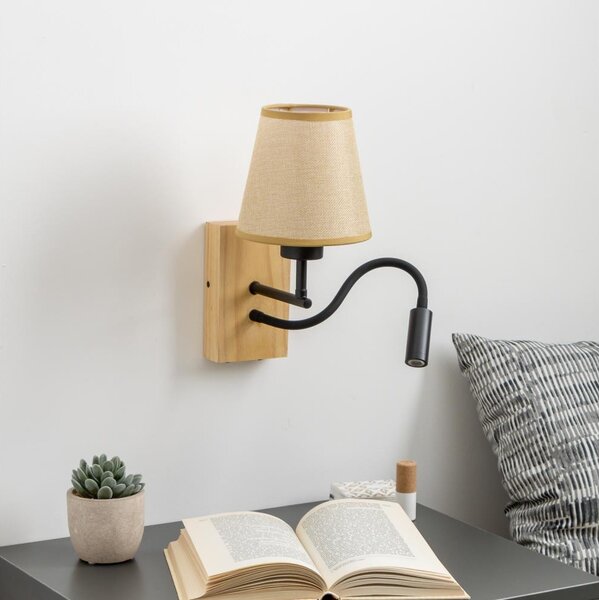 Brilagi - LED Nástěnná lampa NUBILA WOOD 1xE27/25W/230V +LED/3W dub/světle hnědá