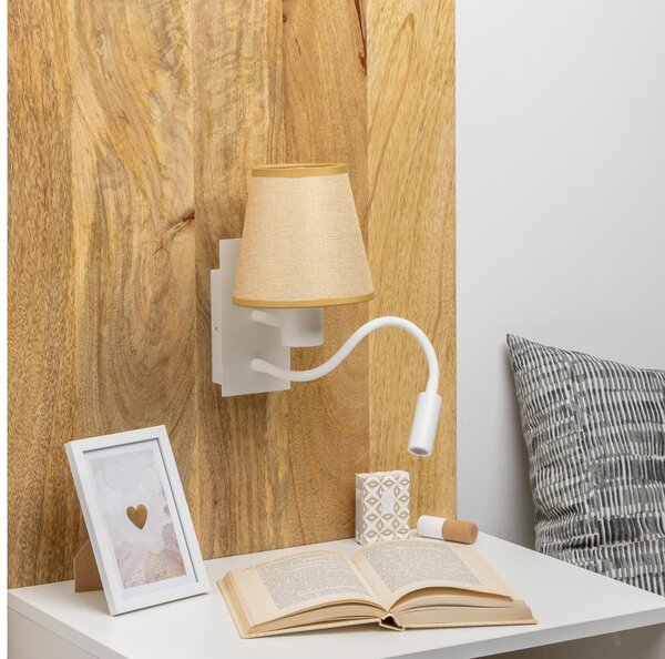 Brilagi - LED Nástěnná lampa NUBILA 1xE27/25W/230V +LED/3W bílá/světle hnědá