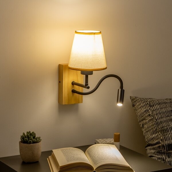 Brilagi - LED Nástěnná lampa NUBILA WOOD 1xE27/25W/230V +LED/3W dub/světle hnědá
