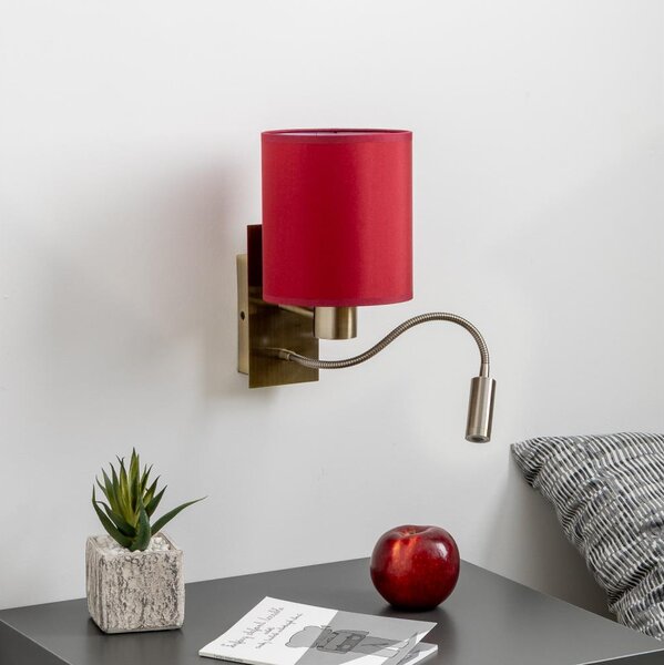 Brilagi-LED Nástěnná lampa NUBILA 1xE27/25W/230V+LED/3W mosaz/pompej.červená