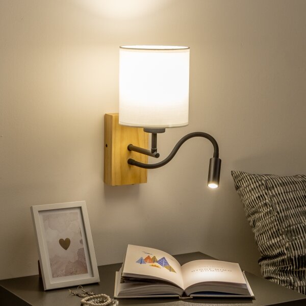 Brilagi - LED Nástěnná lampa NUBILA WOOD 1xE27/25W/230V + LED/3W dub/bílá