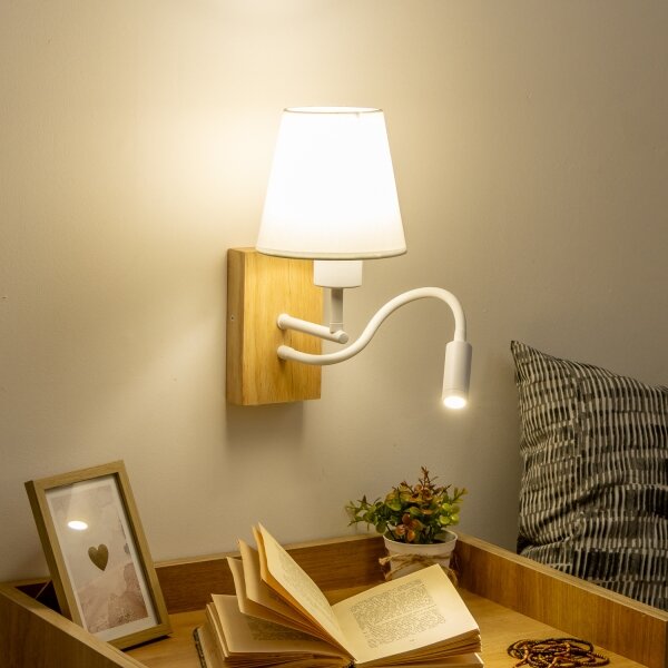 Brilagi - LED Nástěnná lampa NUBILA WOOD 1xE27/25W/230V + LED/3W dub/bílá