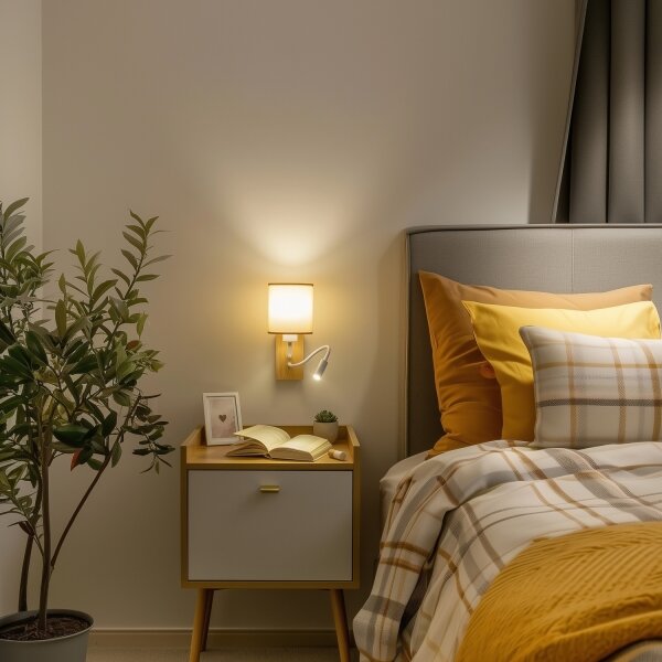 Brilagi - LED Nástěnná lampa NUBILA WOOD 1xE27/25W/230V +LED/3W dub/světle hnědá