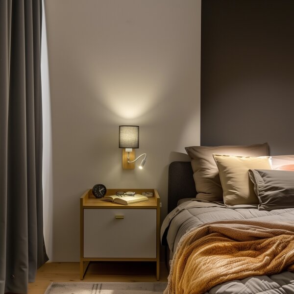 Brilagi - LED Nástěnná lampa NUBILA WOOD 1xE27/25W/230V + LED/3W dub/černá