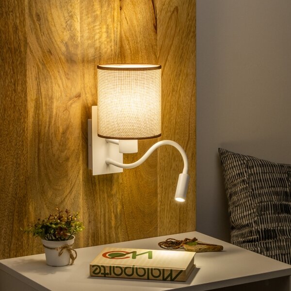 Brilagi - LED Nástěnná lampa NUBILA 1xE27/25W/230V + LED/3W bílá/hnědá