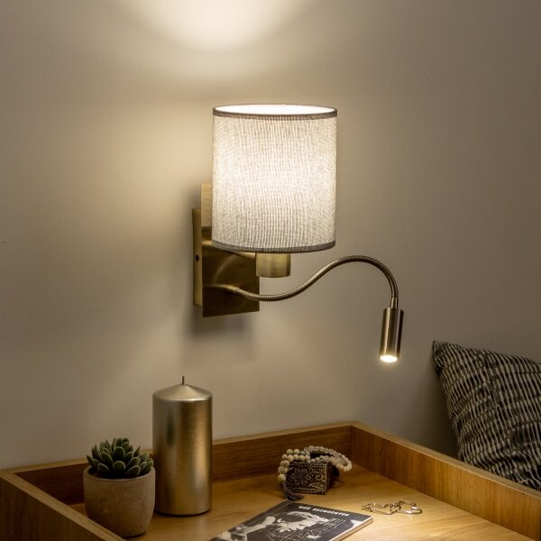 Brilagi - LED Nástěnná lampa NUBILA 1xE27/25W/230V + LED/3W mosaz/šedá