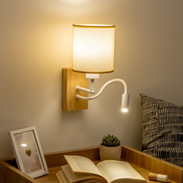 Brilagi - LED Nástěnná lampa NUBILA WOOD 1xE27/25W/230V +LED/3W dub/světle hnědá