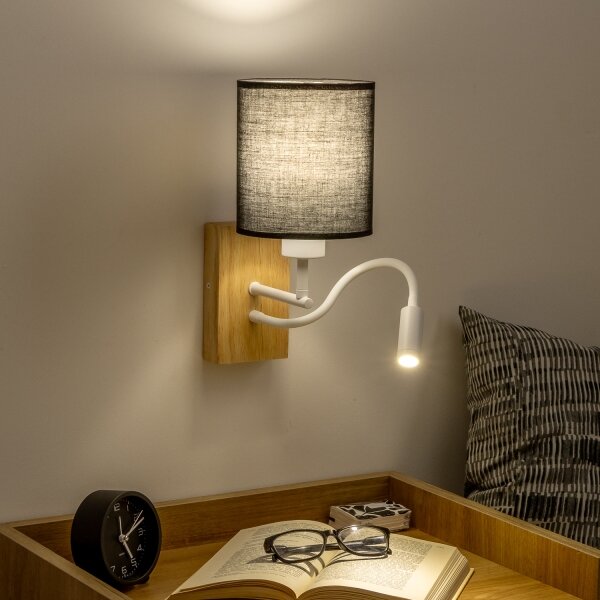 Brilagi - LED Nástěnná lampa NUBILA WOOD 1xE27/25W/230V + LED/3W dub/černá