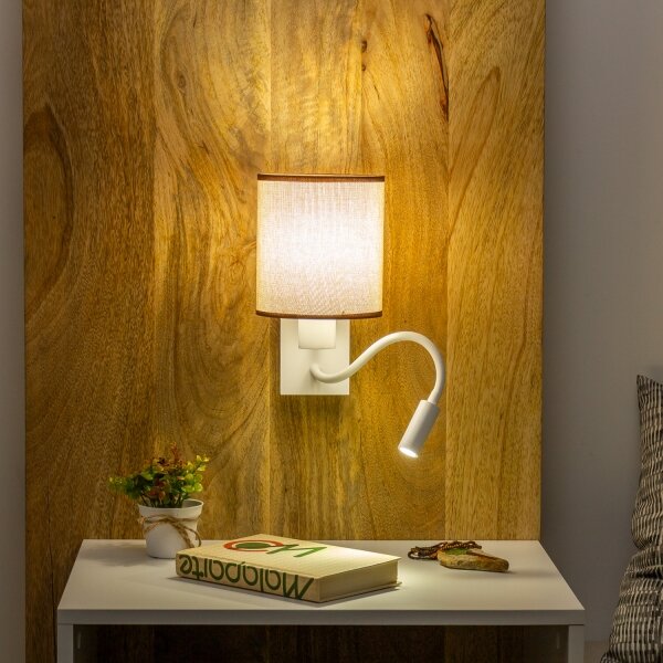 Brilagi - LED Nástěnná lampa NUBILA 1xE27/25W/230V + LED/3W bílá/hnědá