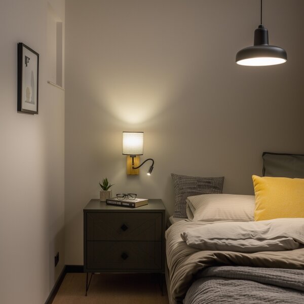 Brilagi - LED Nástěnná lampa NUBILA WOOD 1xE27/25W/230V + LED/3W dub/šedá