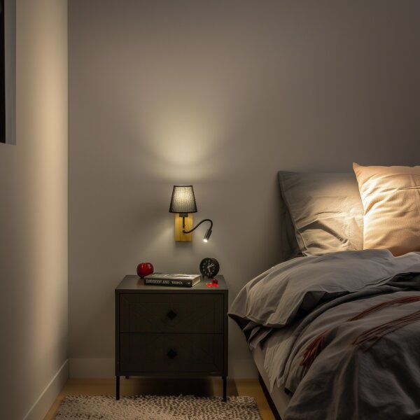 Brilagi - LED Nástěnná lampa NUBILA WOOD 1xE27/25W/230V + LED/3W dub/černá