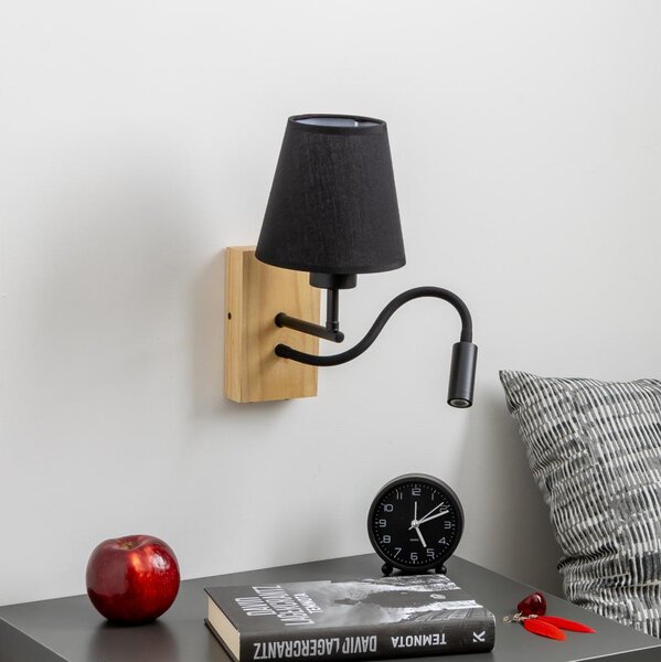 Brilagi - LED Nástěnná lampa NUBILA WOOD 1xE27/25W/230V + LED/3W dub/černá