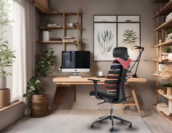 Zdravotní ergonomická kancelářská židle MERCURY FISH BONES PDH BAREVNÁ – ohebné lamely v opěráku