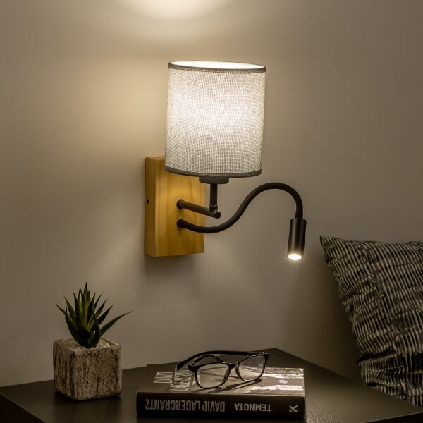 Brilagi - LED Nástěnná lampa NUBILA WOOD 1xE27/25W/230V + LED/3W dub/šedá