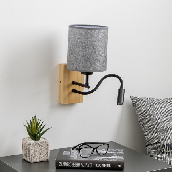 Brilagi - LED Nástěnná lampa NUBILA WOOD 1xE27/25W/230V + LED/3W dub/šedá