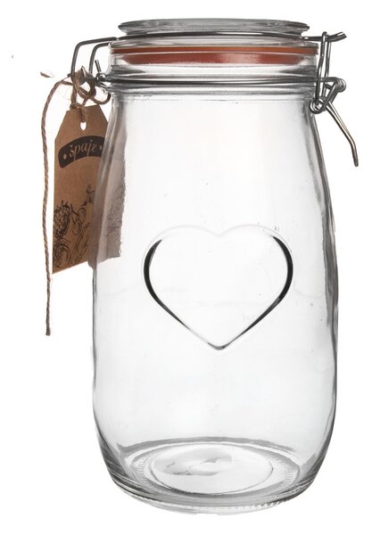 Dóza s klipovým uzávěrem Bela 1,5 l srdce