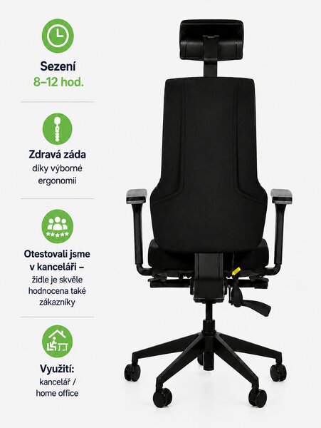 Zdravotní ergonomická kancelářská židle MERCURY HEALTH s podhlavníkem –