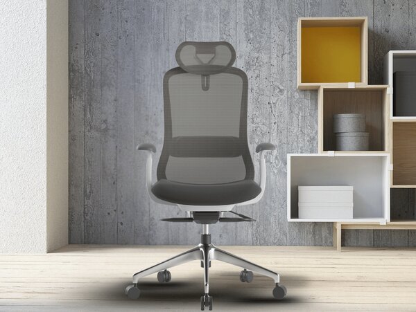 Ergonomická kancelářská židle MERCURY BESSEL ŠEDÝ PLAST, TMAVĚ ŠEDÁ – pohodlné sezení