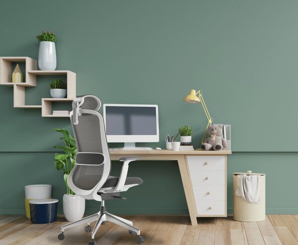 Ergonomická kancelářská židle MERCURY BESSEL ŠEDÝ PLAST, TMAVĚ ŠEDÁ – pohodlné sezení