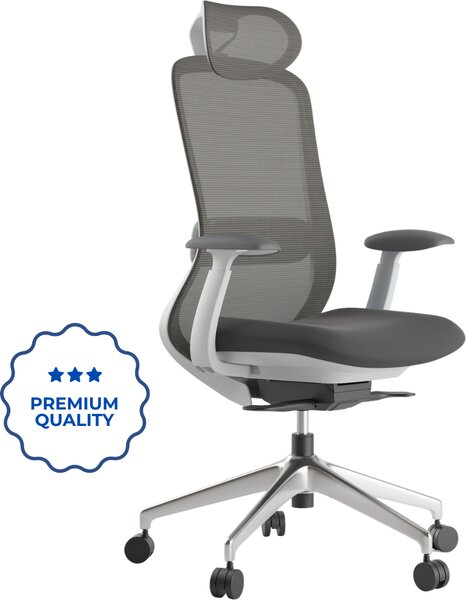 Ergonomická kancelářská židle MERCURY BESSEL ŠEDÝ PLAST, TMAVĚ ŠEDÁ – pohodlné sezení