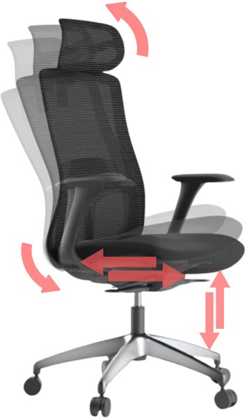 Ergonomická kancelářská židle MERCURY WISDOM ČERNÁ – síťovaná