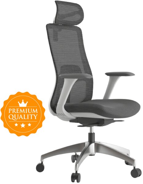 Ergonomická kancelářská židle MERCURY WISDOM SVĚTLE ŠEDÁ – síťovaná